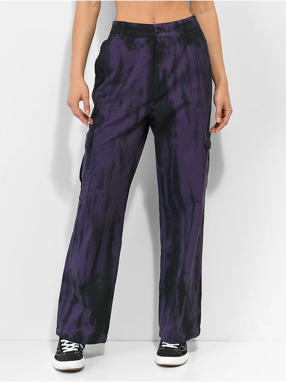 Petals Purple and Black Tie Dye Cargo Pants